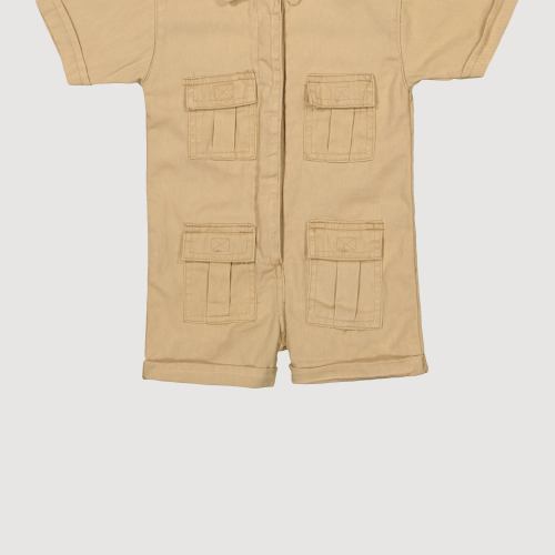 Baby Girls 12-24M Mineral Wash Button Front Utility Romper, Blue