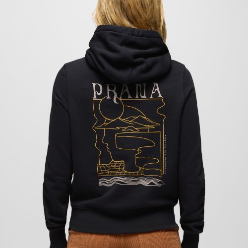 Mens prAna Fleece Graphic Hoodie Black Open Your Mind