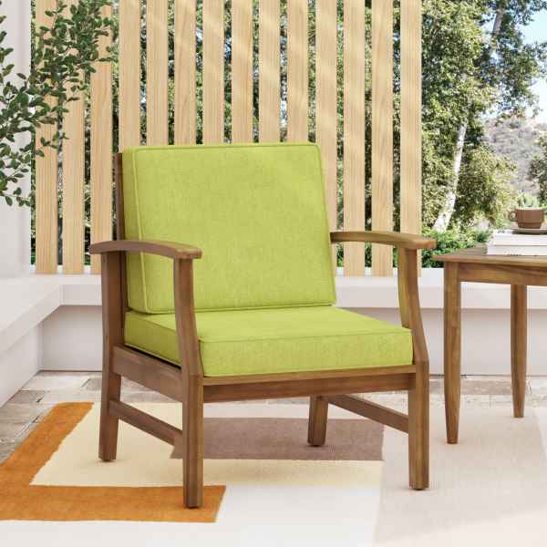 Streamdale Perla Acacia Wood Club Chair With Water-Resistant Cushion - Green