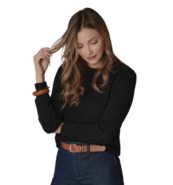 LuxLined Womens Itch-Free Cashmere Crewneck Sweater with Soft Inner Lining