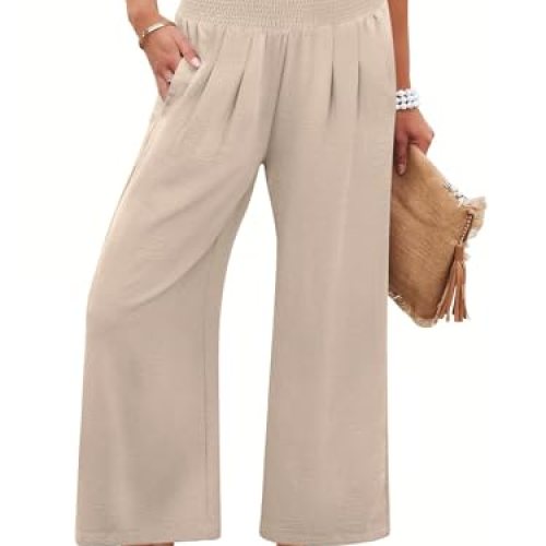 ANRABESS  Palazzo Pants Summer Flowy Beach Lounge Casual