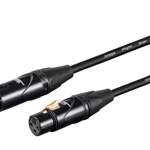 Stage Right by Monoprice STARQUAD XLR Microphone Cable, Optimized for Analog Audio – Gold Contacts, XLR-M to XLR-F, 24AWG, 75FT, Black