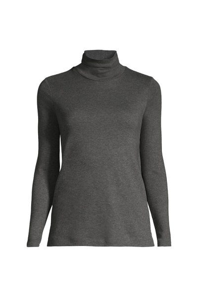 Womens Supima Cotton Fitted Long Sleeve Turtleneck Lands End Gray