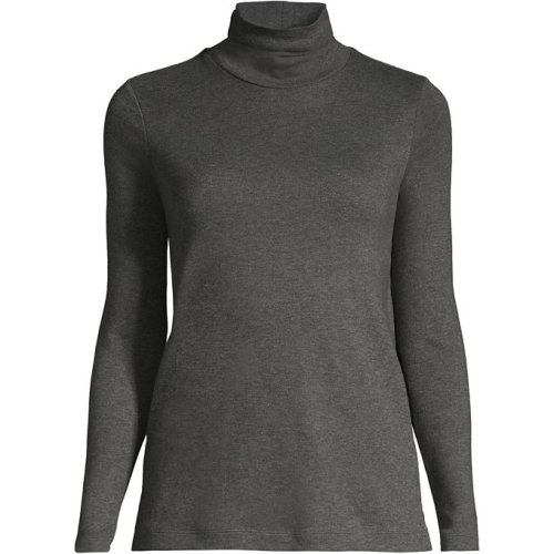 Womens Relaxed Cotton Long Sleeve Mock Turtleneck Lands End