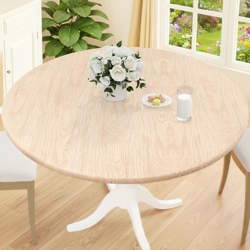 Round Picnic Tablecloth, Waterproof Elastic Fitted Table Covers for 36″ – 44″ Tables