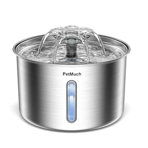 PetMuch Stainless Steel Cat Fountain, 102 oz/3L Automatic Pet Fountain for Cats and Small Dogs