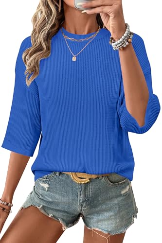Women’s Cotton Crochet Tops Crew Neck