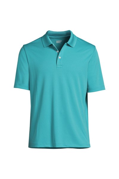 Mens Short Sleeve Solid Active Polo Lands End Blue