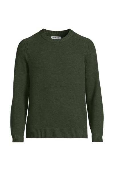 Mens Long Sleeve Lambswool Crewneck Sweater Lands End