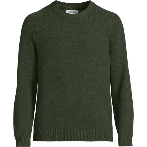 Mens Tall Long Sleeve Lambswool Crewneck Sweater – Lands End – Tan – L