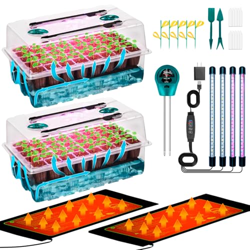 Self-Watering Seed Starter Tray with Grow Light and Heat Mat