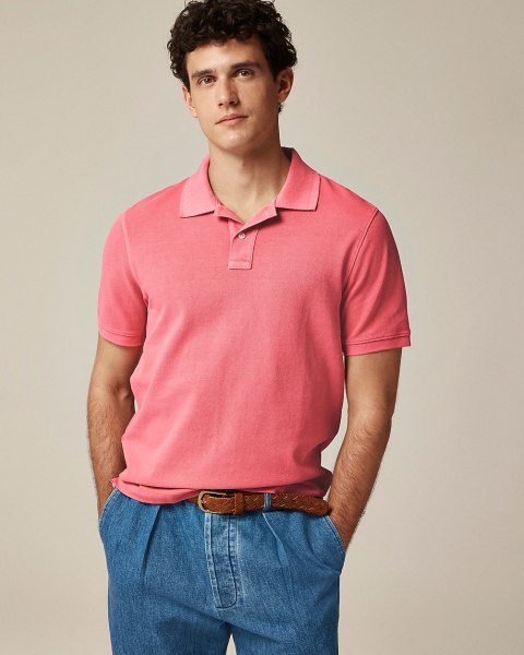 Tall washed piqu polo shirt