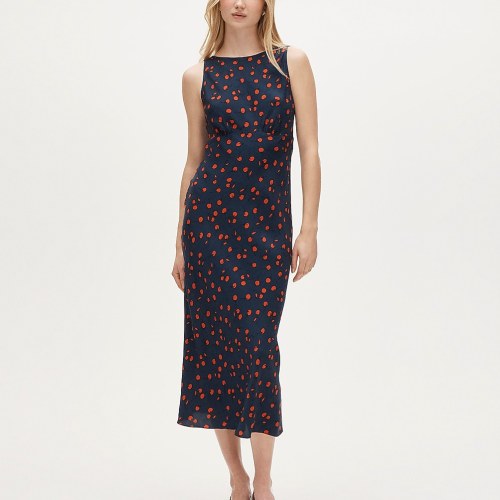 Bias-cut slip dress in floral