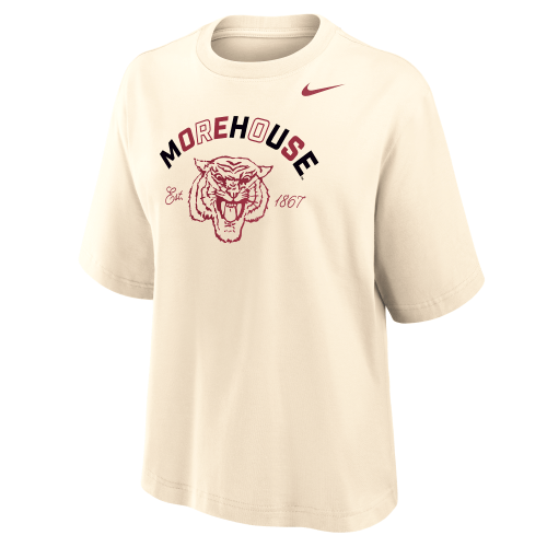 Nike Womens College (Morehouse College) Boxy Cotton T-Shirt in Brown | ZW12573MORE25-NAT