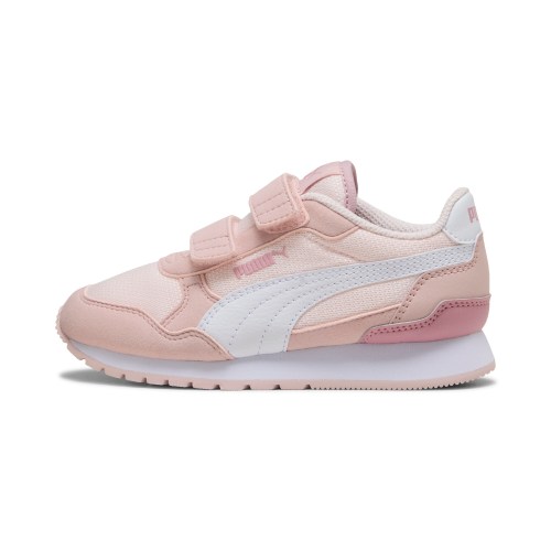 PUMA ST Runner v4 Leather Little Kids Easy On Sneakers in White, Size 11