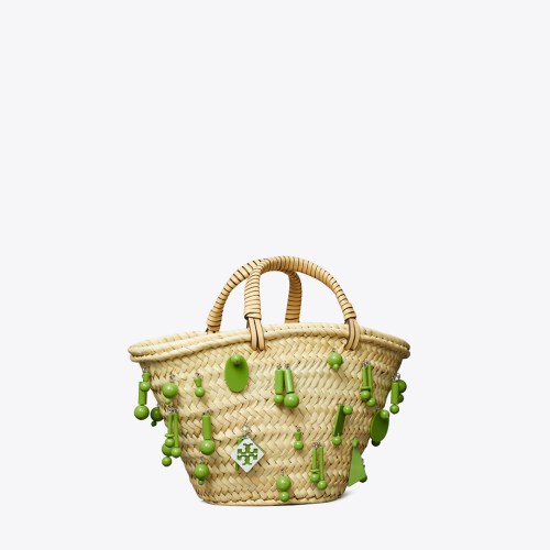 Tory Burch Small Raffia Embroidered Tote