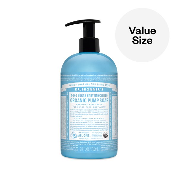 Dr. Bronners Liquid Pump Soap, Baby Unscented 24 fl. oz bottle