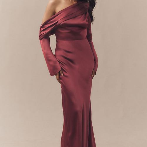Soraya Long-Sleeve Off-the-Shoulder Maxi Dress