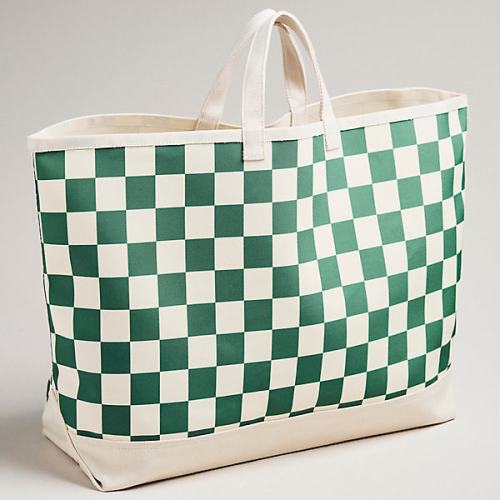 Daily Practice Canvas Checkered Tote Bag