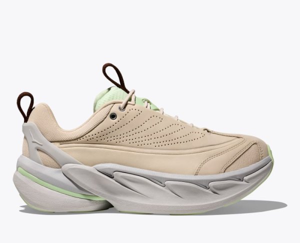 HOKA Elevon X Shoes in Oatmeal/Luna Moth, Size M