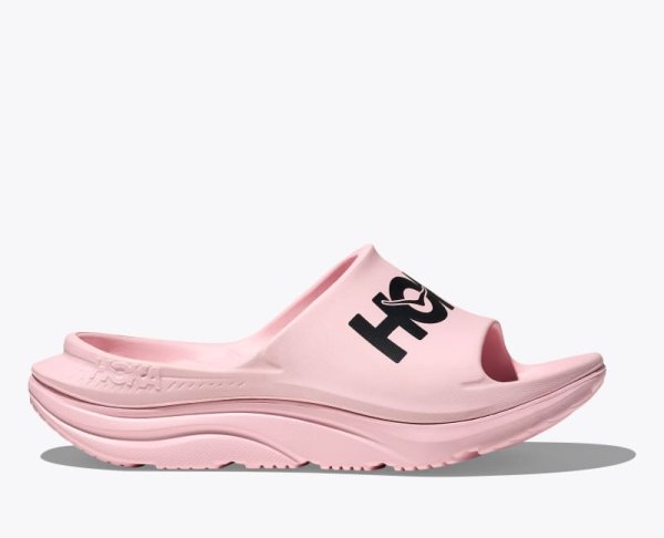 HOKA Ora Athletic Slide Shoes in Carnation/Black, Size M 3/W 5