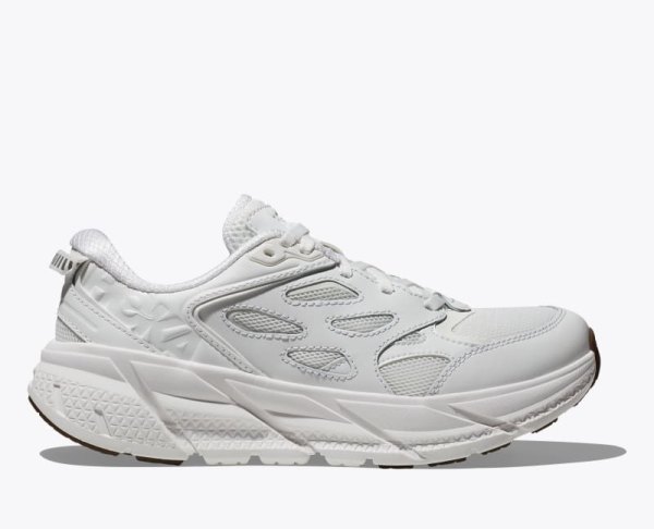 HOKA Clifton L Shoes in White/White, Size M