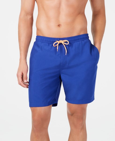 Club Room Mens Quick-Dry Performance Solid 7 Swim Trunks, Created for Macys