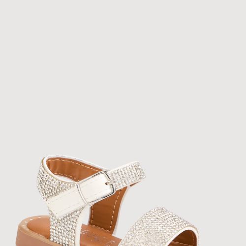 Womens Toddler Girls Rhinestone Sandals, White, Size 7