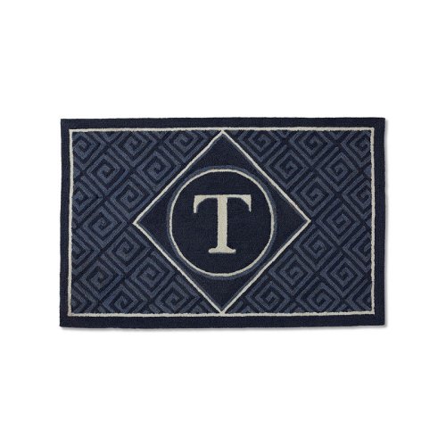 Greek Key Monogram Door Mat Indigo, x Indigo, Frontgate