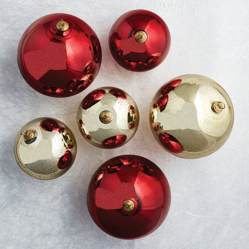Set of 6 Oversized Mercury Glass Ornaments – Gold, 8 in. in Gold – Frontgate
