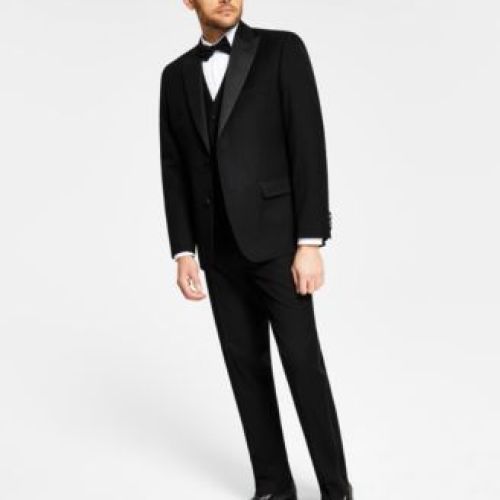 Alfani Mens Classic Fit Stretch Black Tuxedo Separates Created For Macys