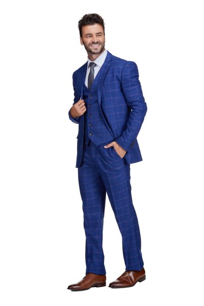 Gino Vitale Mens 3-Piece Plaid Slim Fit Suit