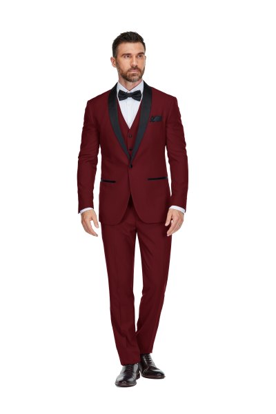 Gino Vitale Mens 3-Piece Slim Fit Shawl Lapel Tuxedo