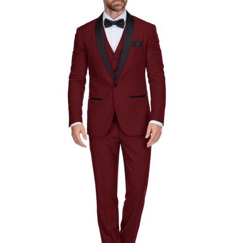 Gino Vitale Mens 3-Piece Slim Fit Shawl Lapel Tuxedo