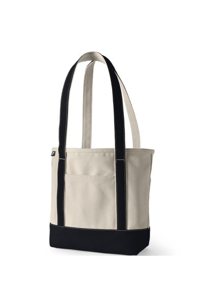 5 Pocket Open Top Canvas Tote Bag Lands End Ivory