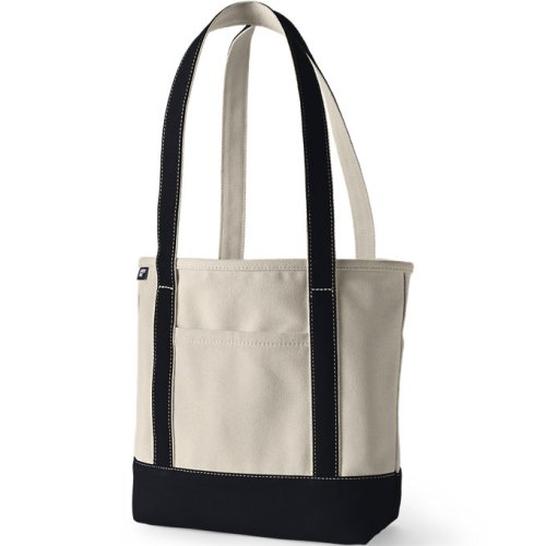 5 Pocket Open Top Canvas Tote Bag Lands End Ivory