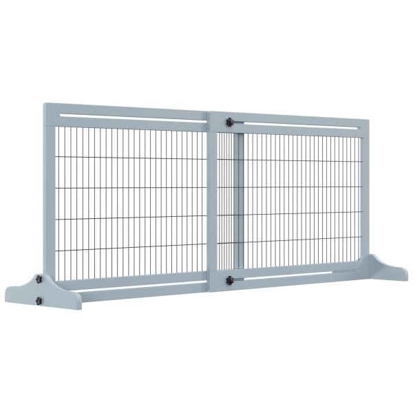 Streamdale Furniture Retractable Wooden Pet Gate for Easy Access Control - Gray