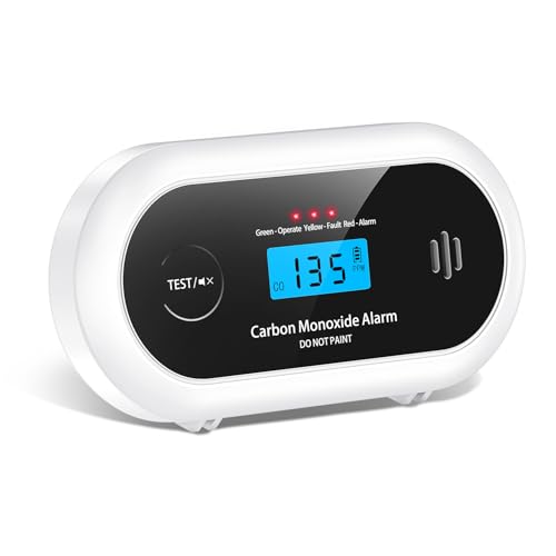 Carbon Monoxide Detector, Portable 10-Year Sealed Battery CO Alarm with LCD Display for Home, Office and Travel