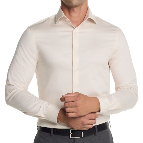 Michael Kors Mens Slim Fit Comfort Stretch Dress Shirt – Ecru