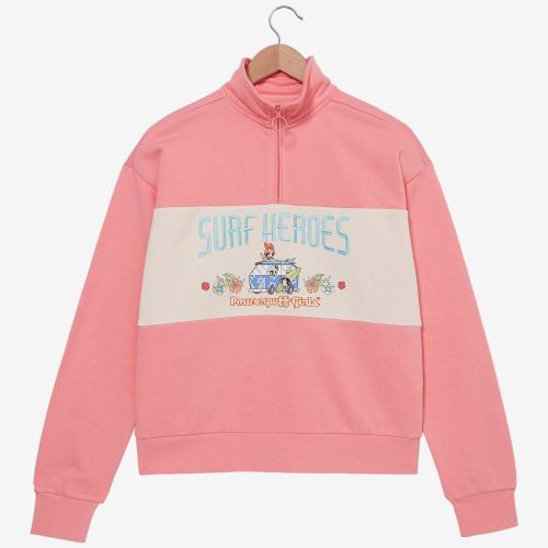 The Powerpuff Girls Surf Heroes Women's Quarter Zip Crewneck BoxLunch Exclusive