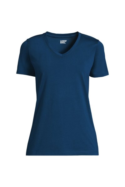 Petite Supima Cotton V-Neck T-Shirt Lands End