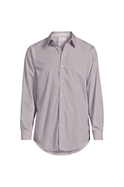 Mens Big and Tall Pattern No Iron Supima Pinpoint Straight Collar Lands End Red