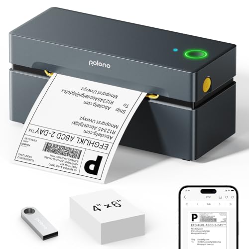 Bluetooth Thermal Shipping Label Printer, 4×6 Shipping Label Printer for Small Business