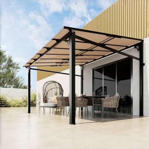 10 ft x 10 ft Lean to Gazebo, Hardtop Wall Pergola