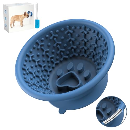 Dog Slow Feeder Lick Bowl to Prevent Fast Eating, Steel Reinforced Rim, Non-Slip Suction Base