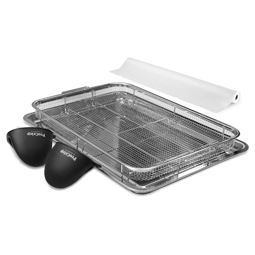 Air Fryer Basket for Oven with Pair Mini Oven Gloves & Parchment Papers