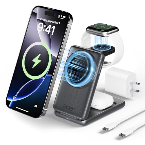 Acer 3 in 1 Charging Station for iPhone, Wireless Charger Stand