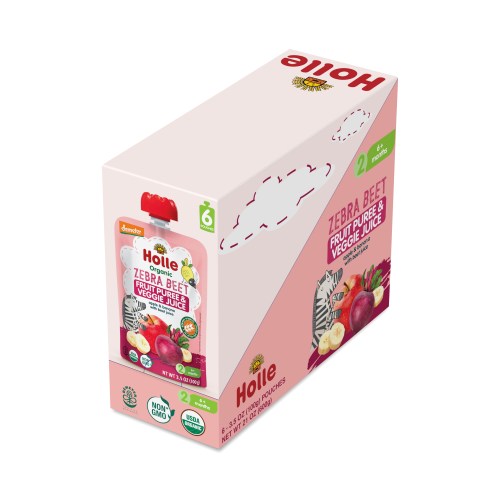 Holle Zebra Beet Baby Food, Apple & Banana with Beetroot 6 pouches (100g each)