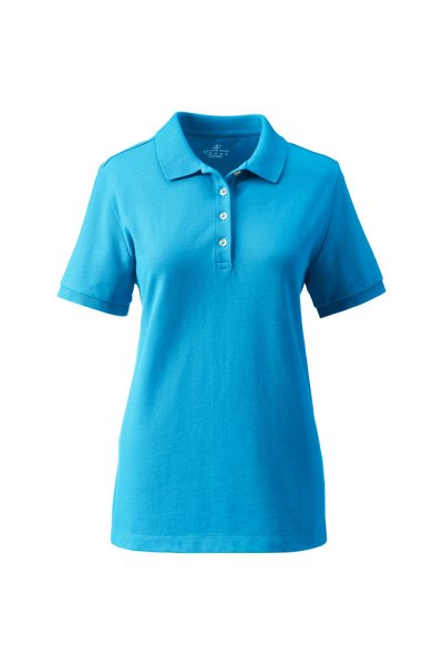 Womens Plus Size Short Sleeve Polo Lands End Blue