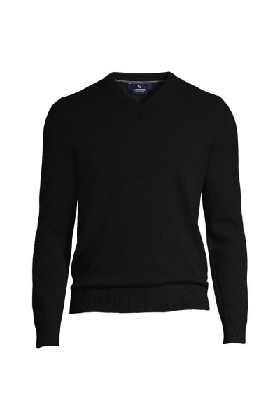 Mens Fine Gauge Cashmere V-neck Sweater Lands End